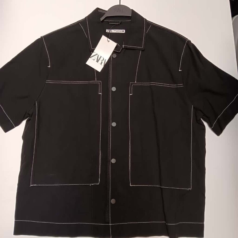 NWT Casual Button Down Black 0706/366